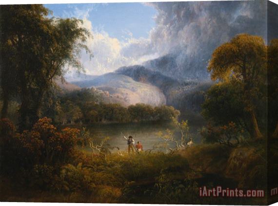 Thomas Doughty Hunters with a Dog in a Landscape Stretched Canvas Painting / Canvas Art