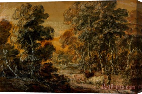 Thomas Gainsborough Wooded Landscape With Herdsman And Cattle Stretched Canvas Painting / Canvas Art