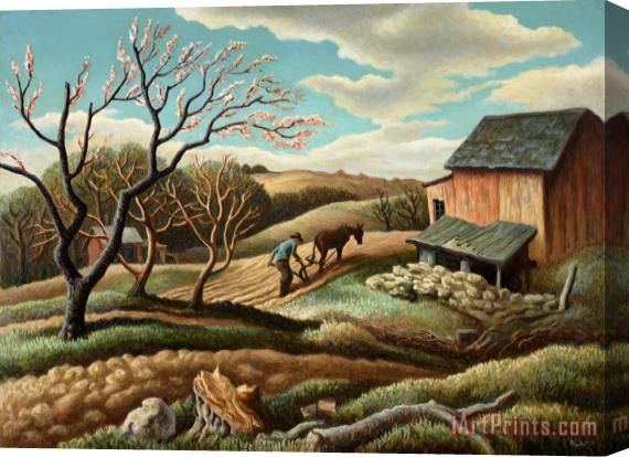 Thomas Hart Benton Spring Ploughing Stretched Canvas Print / Canvas Art