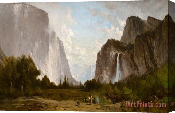 Thomas Hill Yosemite Valley Bridal Veil Falls And El Capitan Stretched Canvas Painting / Canvas Art