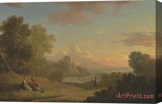 Thomas Jones An Imaginary Landscape with a Traveller And Figures Overlooking The Bay of Baiae Stretched Canvas Print / Canvas Art