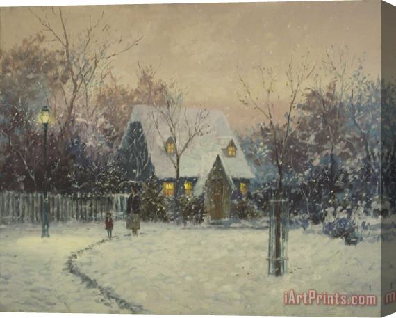 Thomas Kinkade A Winter's Cottage Stretched Canvas Painting / Canvas Art