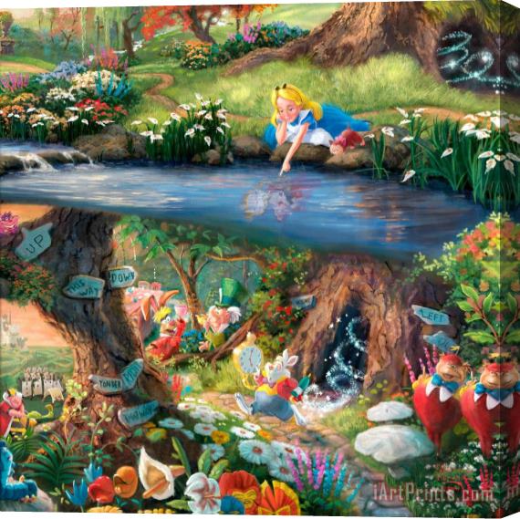 Thomas Kinkade Alice in Wonderland Stretched Canvas Print / Canvas Art