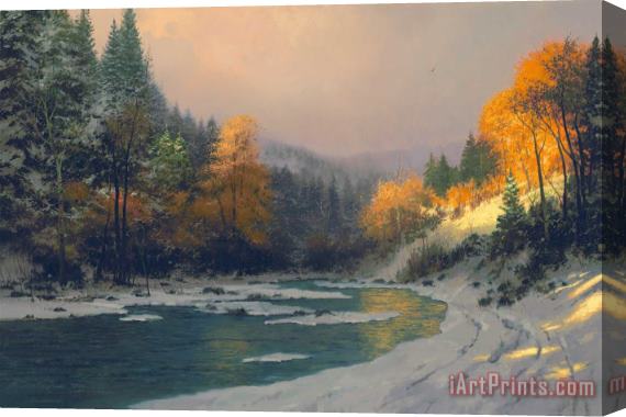 Thomas Kinkade Autumn Snow Stretched Canvas Painting / Canvas Art