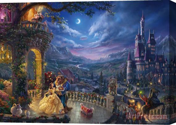 Thomas Kinkade Beauty and the Beast Dancing in the Moonlight Stretched Canvas Painting / Canvas Art
