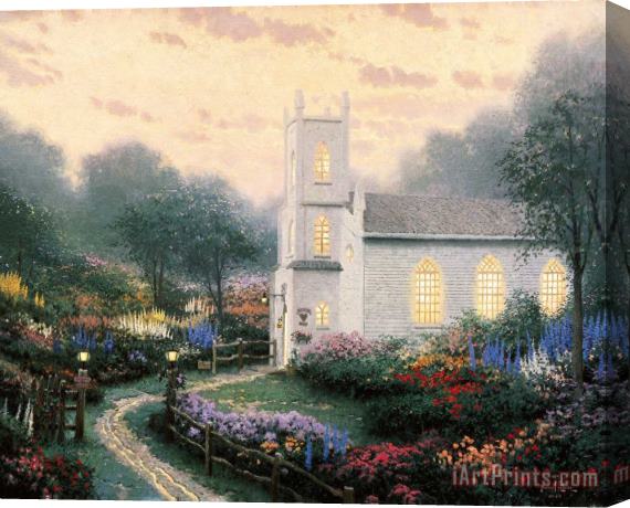 Thomas Kinkade Blossom Hill Church Stretched Canvas Painting / Canvas Art