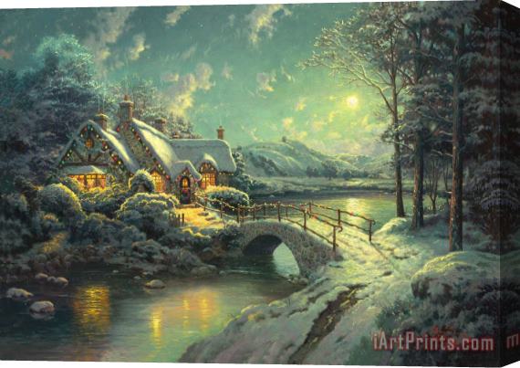 Thomas Kinkade Christmas Moonlight Stretched Canvas Print / Canvas Art