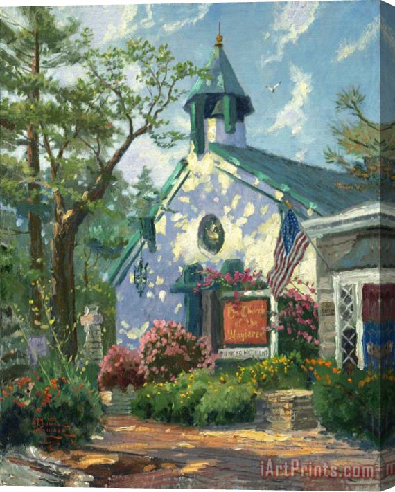 Thomas Kinkade Church of The Wayfarer Stretched Canvas Painting / Canvas Art