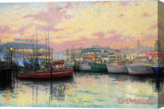 Thomas Kinkade Fisherman's Wharf, San Francisco Stretched Canvas Print / Canvas Art