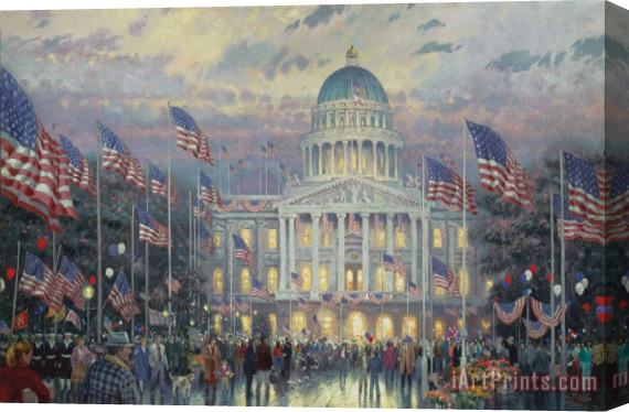 Thomas Kinkade Flags Over The Capitol Stretched Canvas Painting / Canvas Art