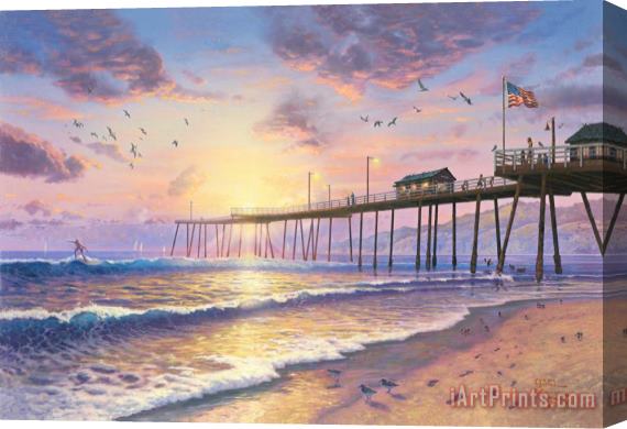 Thomas Kinkade Footprints in The Sand Stretched Canvas Print / Canvas Art