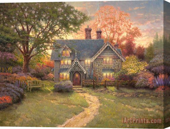 Thomas Kinkade Gingerbread Cottage Stretched Canvas Print / Canvas Art