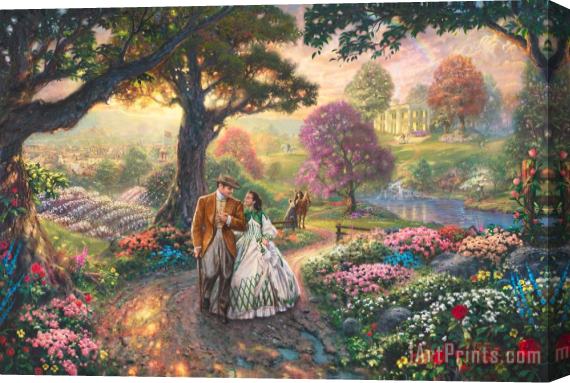 Thomas Kinkade Gone with The Wind Stretched Canvas Painting / Canvas Art