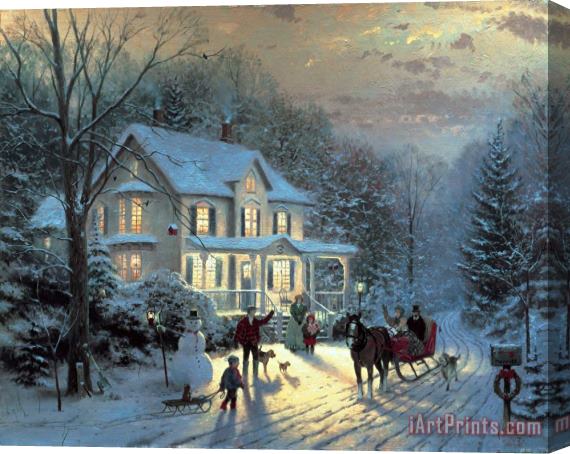 Thomas Kinkade Home for The Holidays Stretched Canvas Painting / Canvas Art