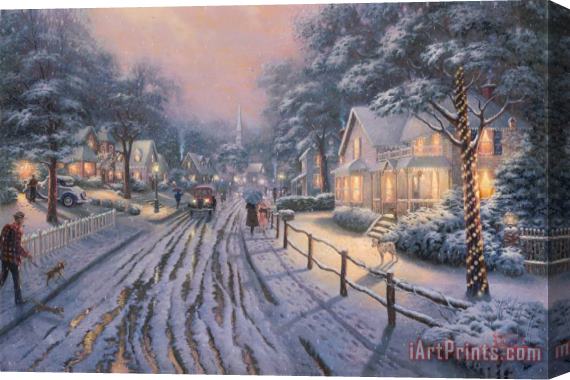Thomas Kinkade Hometown Christmas Memories Stretched Canvas Painting / Canvas Art