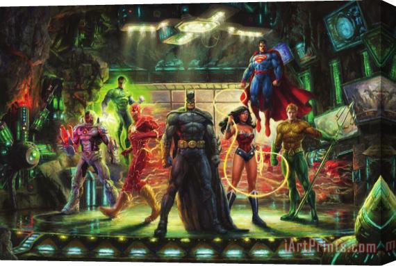 Thomas Kinkade Justice League Stretched Canvas Print / Canvas Art