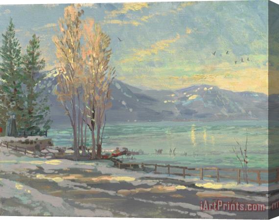 Thomas Kinkade Lake Tahoe Shoreline, Winter Stretched Canvas Print / Canvas Art