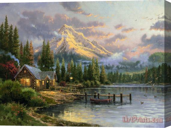 Thomas Kinkade Lakeside Hideaway Stretched Canvas Painting / Canvas Art