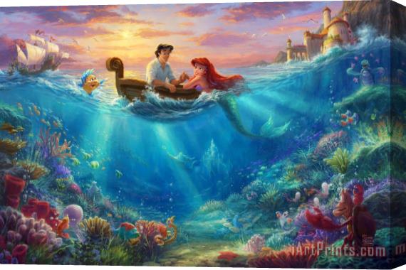 Thomas Kinkade Little Mermaid Falling in Love Stretched Canvas Print / Canvas Art