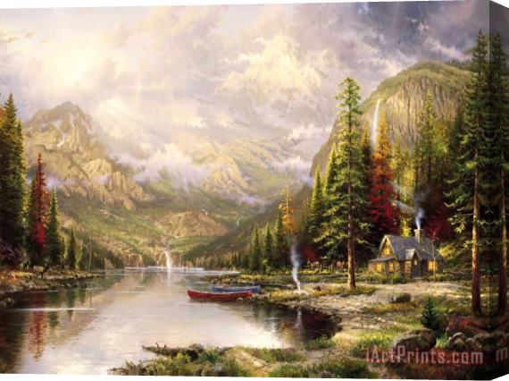 Thomas Kinkade Mountain Majesty Stretched Canvas Print / Canvas Art