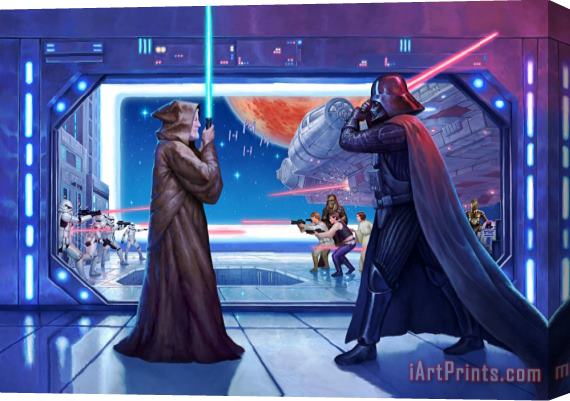 Thomas Kinkade Obi-Wan's Final Battle Stretched Canvas Print / Canvas Art