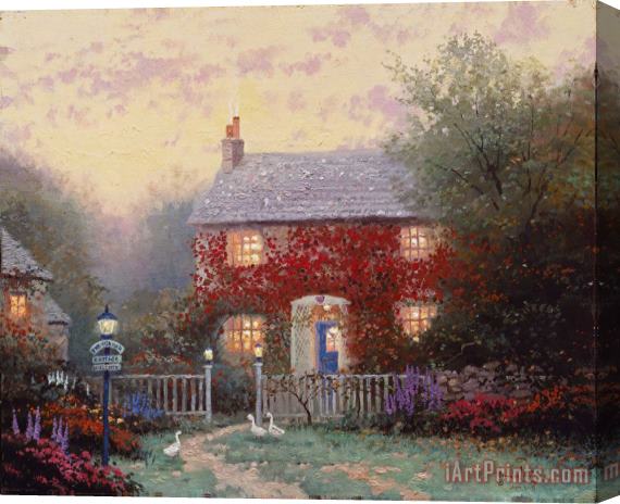 Thomas Kinkade Pye Corner Cottage Stretched Canvas Painting / Canvas Art