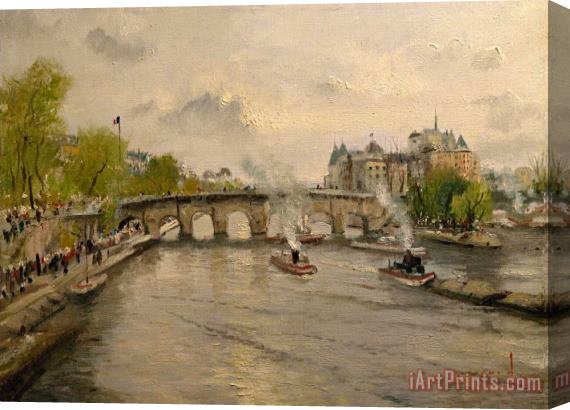Thomas Kinkade River Seine Stretched Canvas Painting / Canvas Art