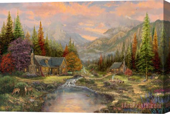 Thomas Kinkade Sierra Paradise Stretched Canvas Print / Canvas Art