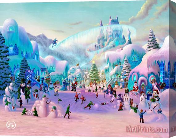 Thomas Kinkade Snowman Sanctuary Stretched Canvas Print / Canvas Art