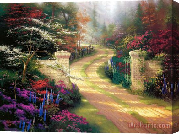 Thomas Kinkade Spring Gate Stretched Canvas Painting / Canvas Art