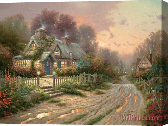 Thomas Kinkade Teacup Cottage Stretched Canvas Painting / Canvas Art
