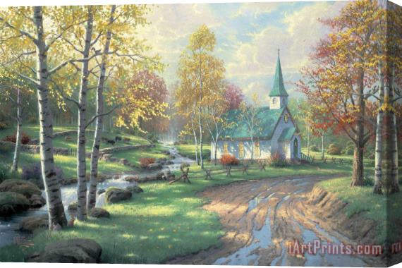 Thomas Kinkade The Aspen Chapel Stretched Canvas Print / Canvas Art