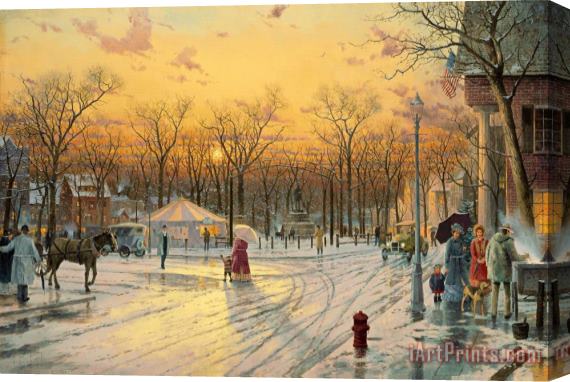 Thomas Kinkade Town Square Stretched Canvas Painting / Canvas Art
