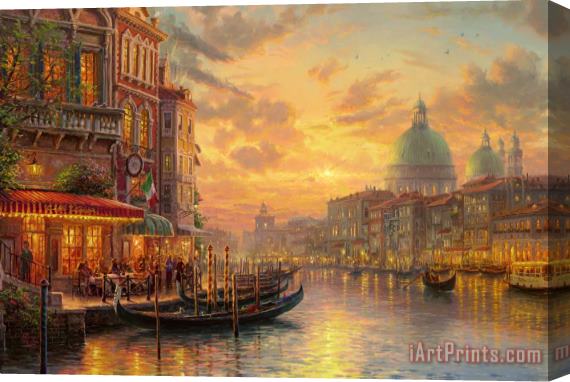 Thomas Kinkade Venetian Cafe Stretched Canvas Painting / Canvas Art