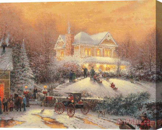 Thomas Kinkade Victorian Christmas Ii Stretched Canvas Print / Canvas Art