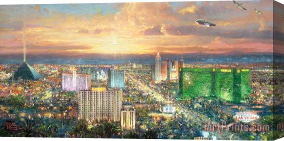 Thomas Kinkade Viva Las Vegas Stretched Canvas Painting / Canvas Art