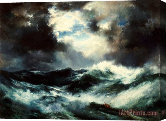Thomas Moran Moonlit Shipwreck at Sea Stretched Canvas Painting / Canvas Art