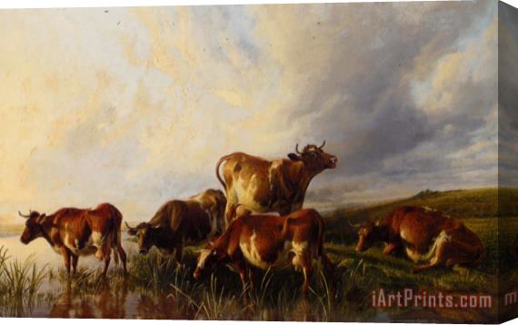 Thomas Sidney Cooper Cattle Wattering Stretched Canvas Print / Canvas Art