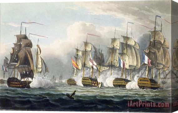 Thomas Whitcombe Situation Of The Hms Bellerophon Stretched Canvas Print / Canvas Art