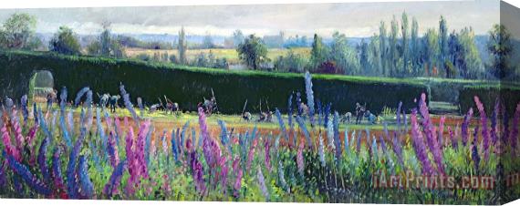Timothy Easton Hoeing Against The Hedge Stretched Canvas Print / Canvas Art