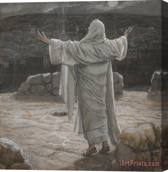 Tissot Christ Retreats to the Mountain at Night Stretched Canvas Painting / Canvas Art