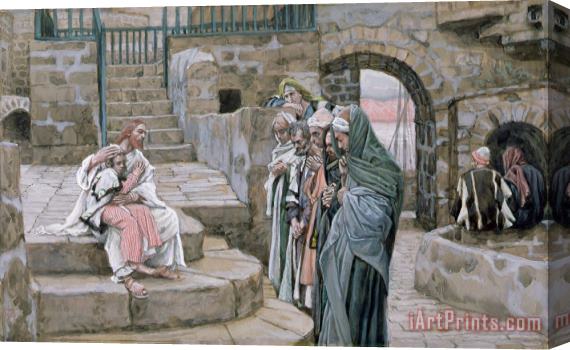 Tissot Jesus and the Little Child Stretched Canvas Print / Canvas Art