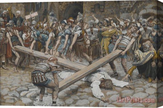 Tissot Simon the Cyrenian Compelled to Carry the Cross with Jesus Stretched Canvas Print / Canvas Art
