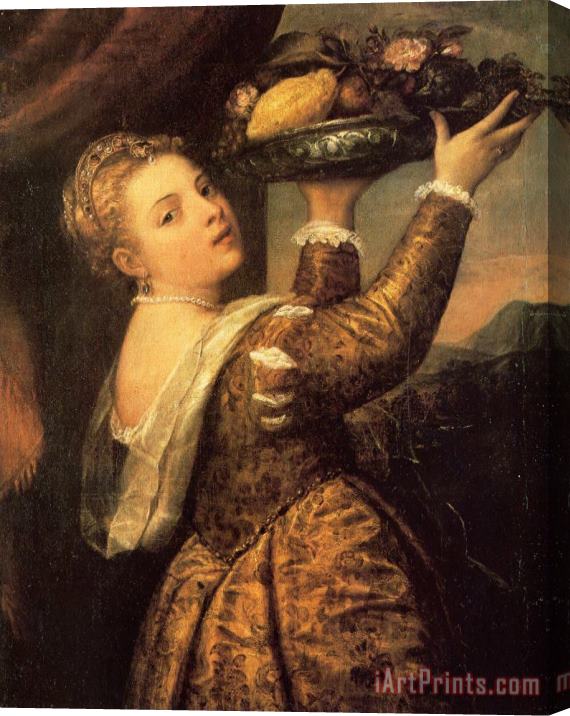 Titian Girl with a Basket of Fruits (lavinia) Stretched Canvas Painting / Canvas Art