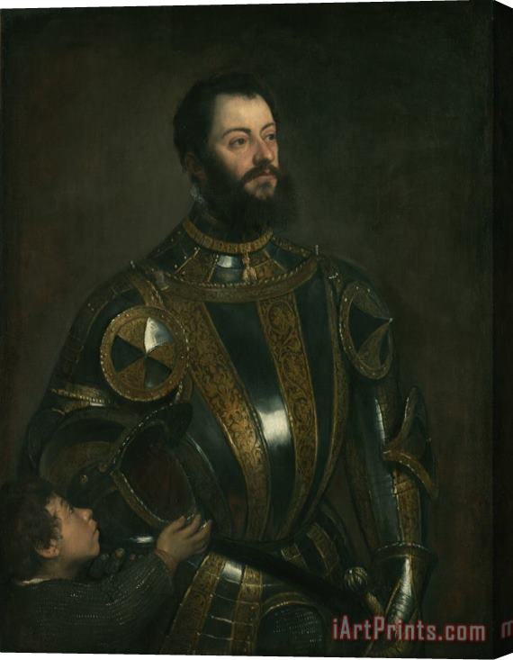 Titian Portrait Of Alfonso D Avalos Marquis Of Vasto In Armor With A Page Stretched Canvas Print / Canvas Art