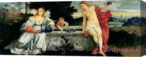 Titian Sacred and Profane Love Stretched Canvas Painting / Canvas Art