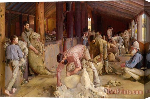 Tom Roberts Shearing The Rams Stretched Canvas Print / Canvas Art