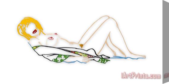 Tom Wesselmann Steel Drawing Edition Monica Laying Down on a Robe, 1990 Stretched Canvas Print / Canvas Art
