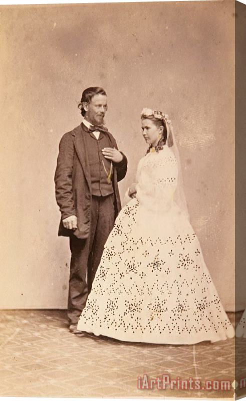 Townsend Duryea Studio Portrait of Standing Bride And Groom Stretched Canvas Print / Canvas Art
