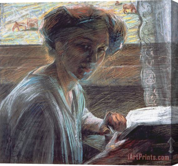 Umberto Boccioni Woman Reading Stretched Canvas Print / Canvas Art